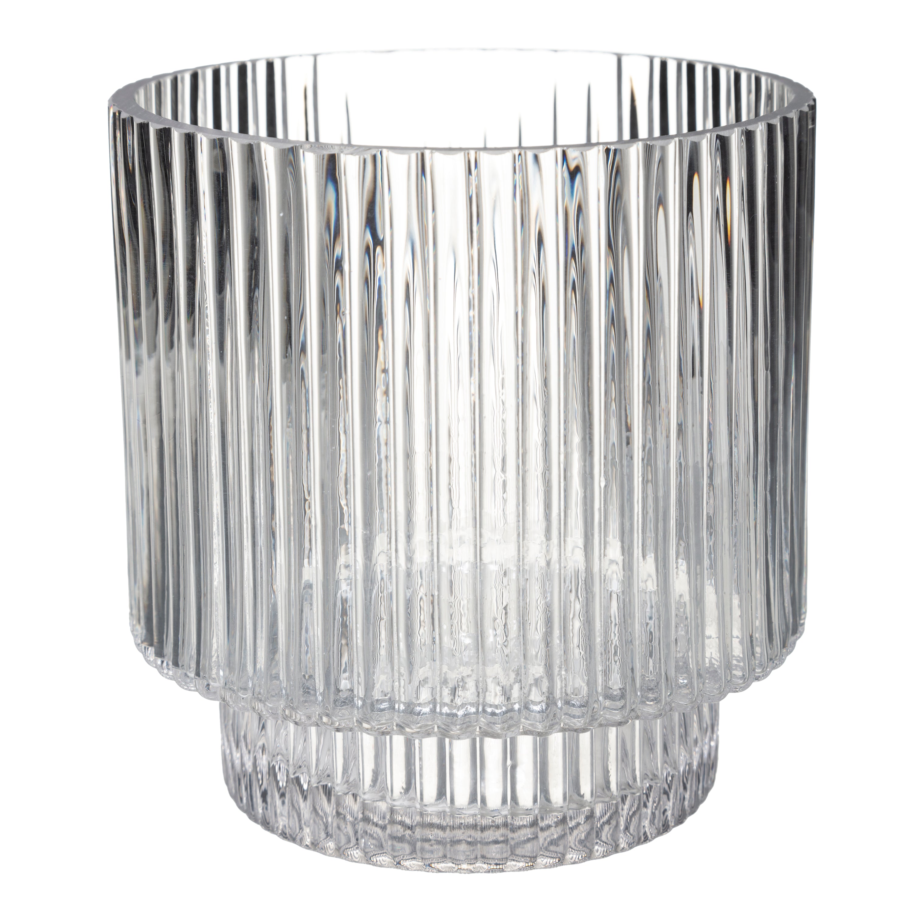 Glass Striped Candle Holder