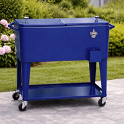 75L Rolling Metal Outdoor Cooler with Wheels