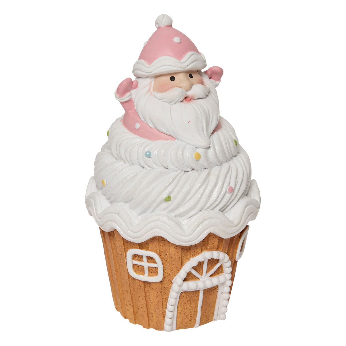 Santa Cupcake Decor Polyresin Christmas Ornament 12.3x11.7x21.7 cm