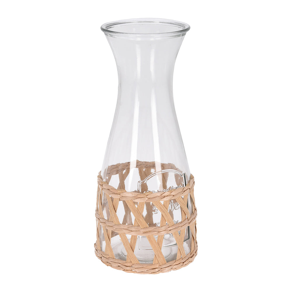 Decanter With Rattan, Stylish Glass Carafe