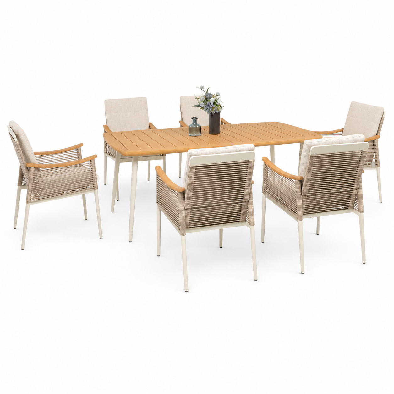 OUTDOOR DINING SET WITH 6 CHAIRS