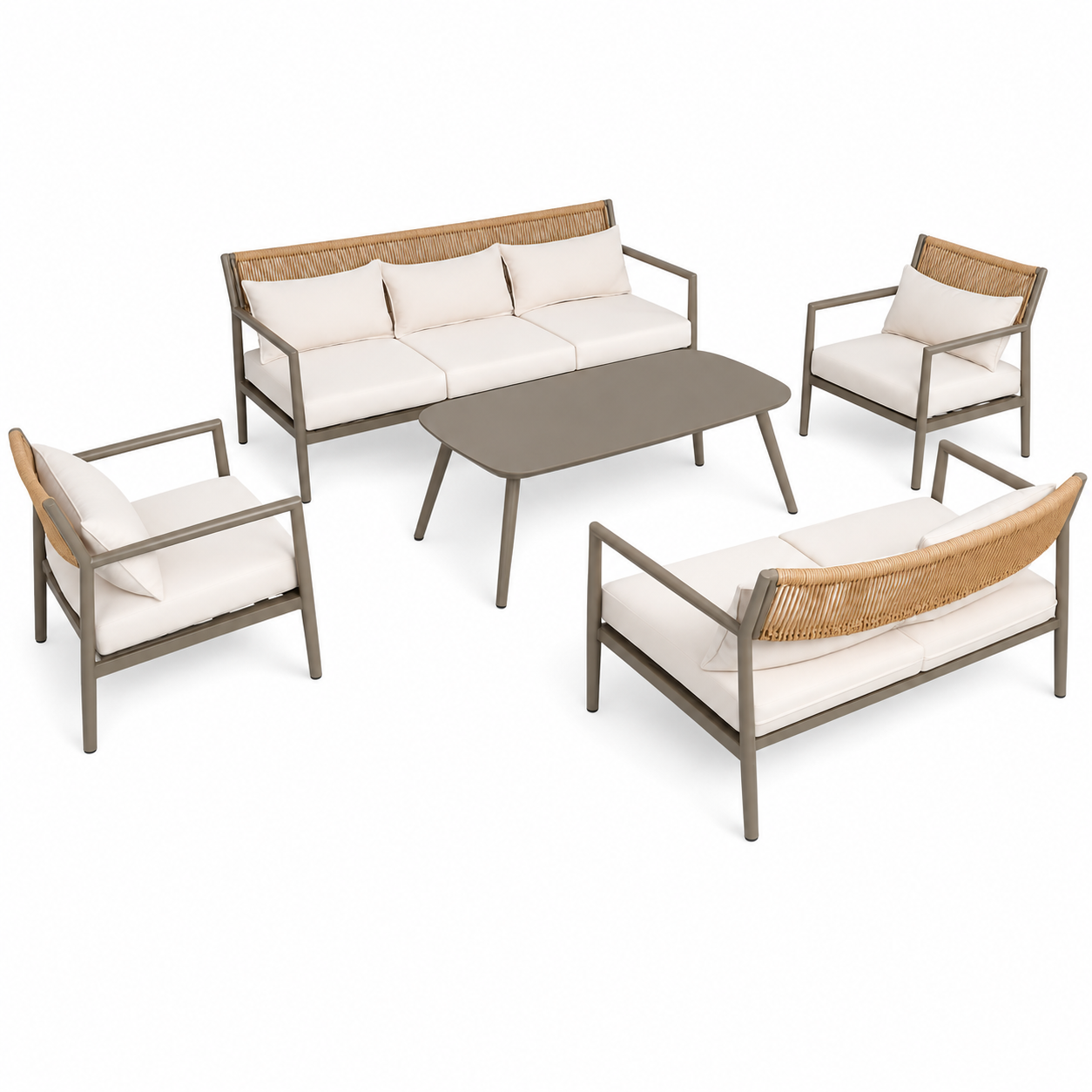 Modern Steel Outdoor Lounge Set (3+2+1+1 with Coffee Table)