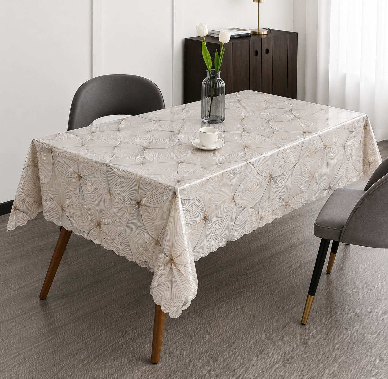 TABLECLOTH W/FLOWER 140 × 180CM – PVC