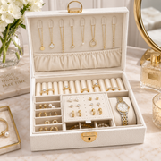 Leather Jewelry Box with Drawer – 23 × 17 × 7 cm
