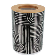 Printed Dustbin with Bamboo Cover, 5L Ethnic Vibes Modern Waste Bin