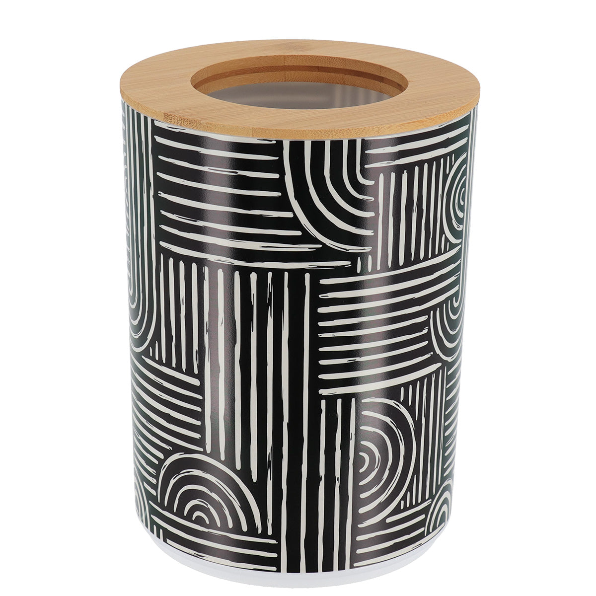Printed Dustbin with Bamboo Cover, 5L Ethnic Vibes Modern Waste Bin