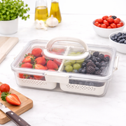 2-Compartment Food Storage Container with Drain Baskets 31x23x7 cm