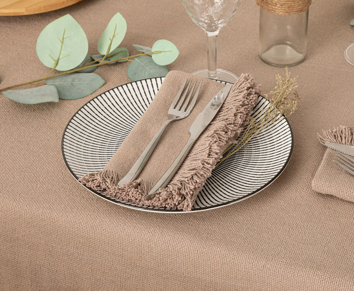 Set of 2 Cotton Napkins with Fringes