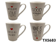 Porcelain Mug with Heart Design and Messages