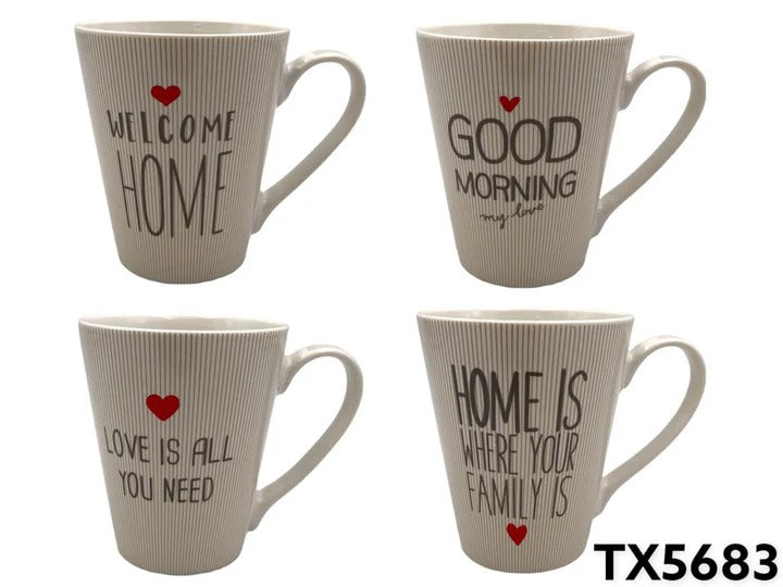 Porcelain Mug with Heart Design and Messages