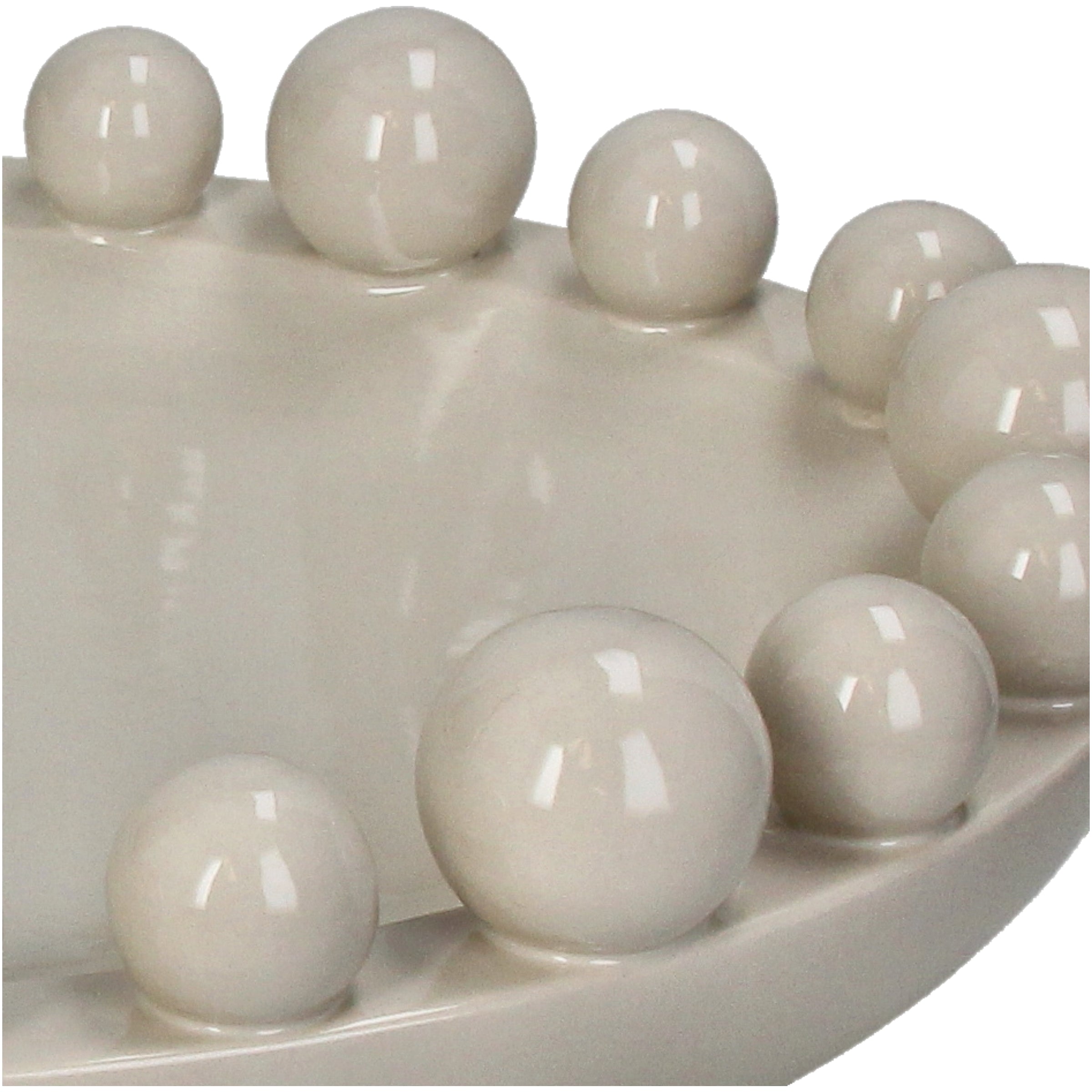 Bowl Ball Stoneware Ivory Decorative Centerpiece Glazed Ceramic