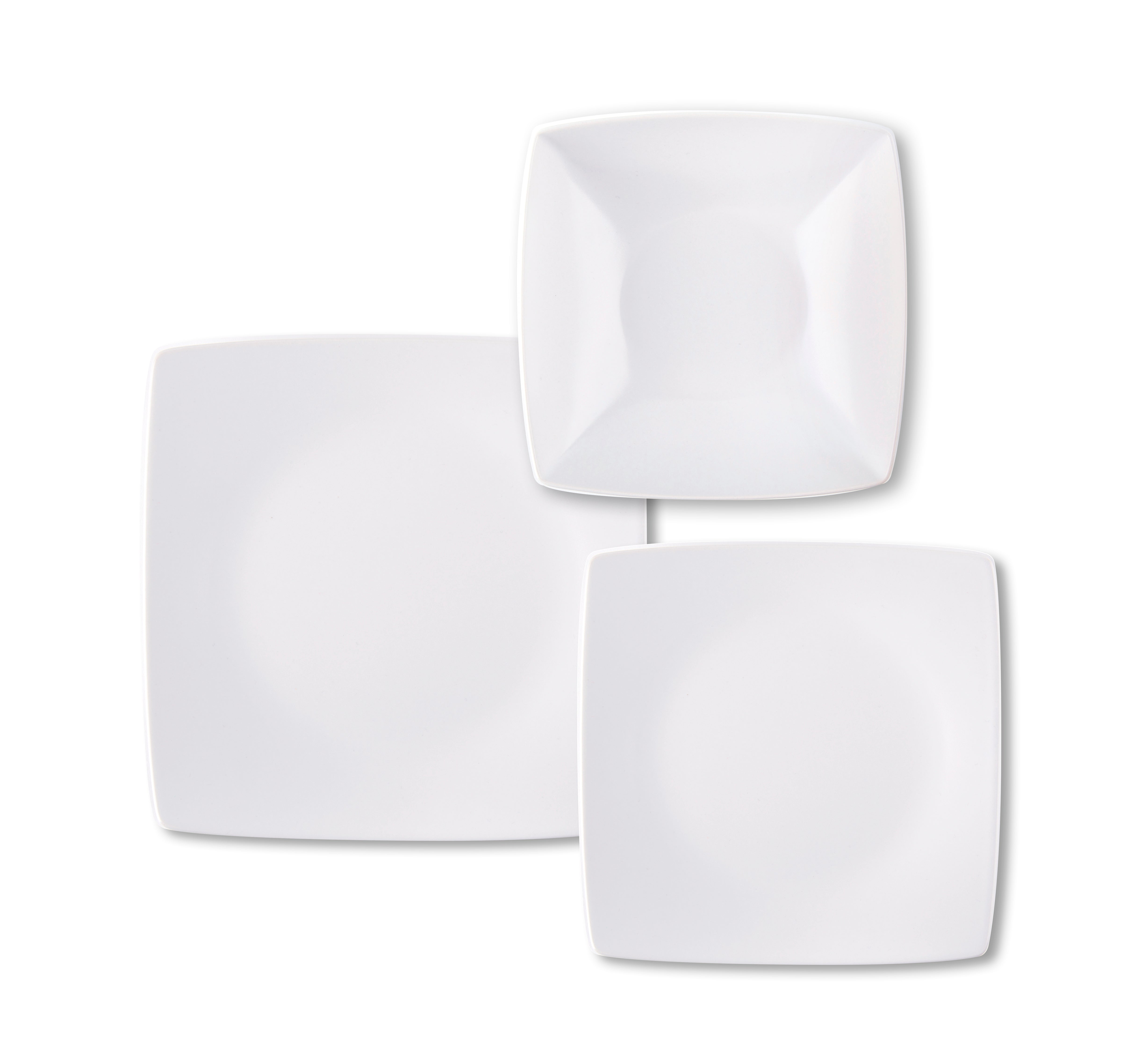 Eclipse White Dinner Set - 18-Piece Ceramic Square Plates