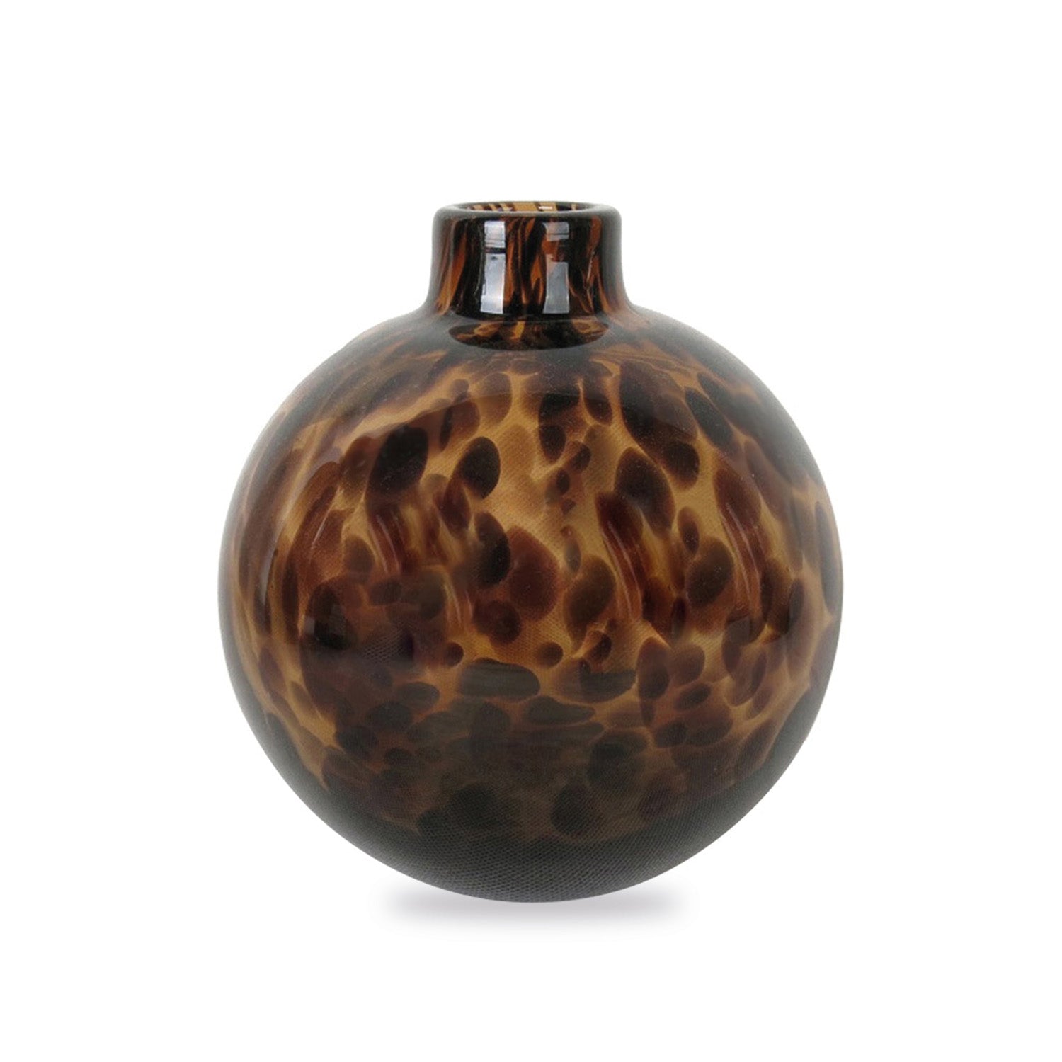 Glass Vase - Leopard Amber Spherical Hand-Blown Decorative Accent