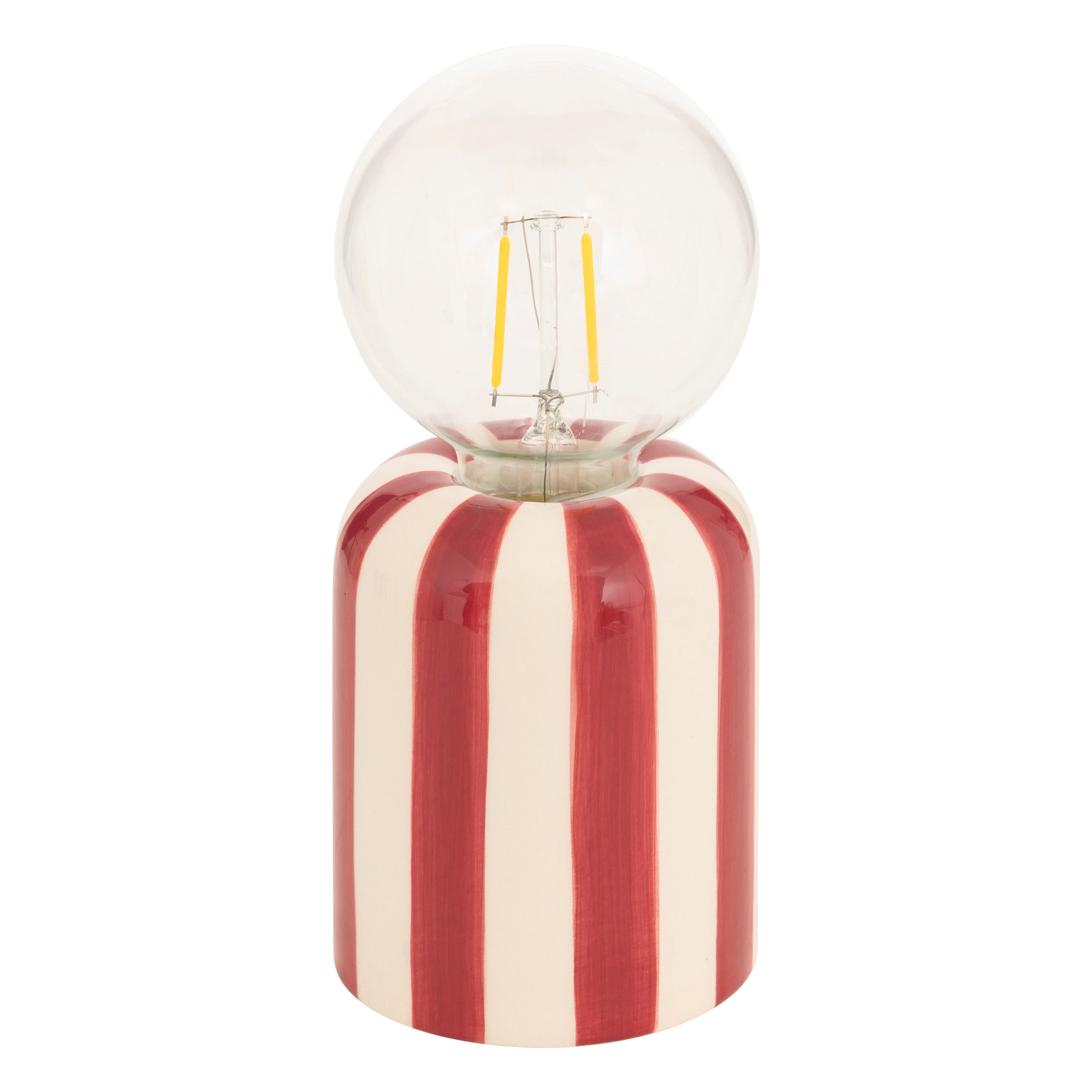Battery Led Lamp "Rico" Striped Ceramic Base Globe Bulb 10h