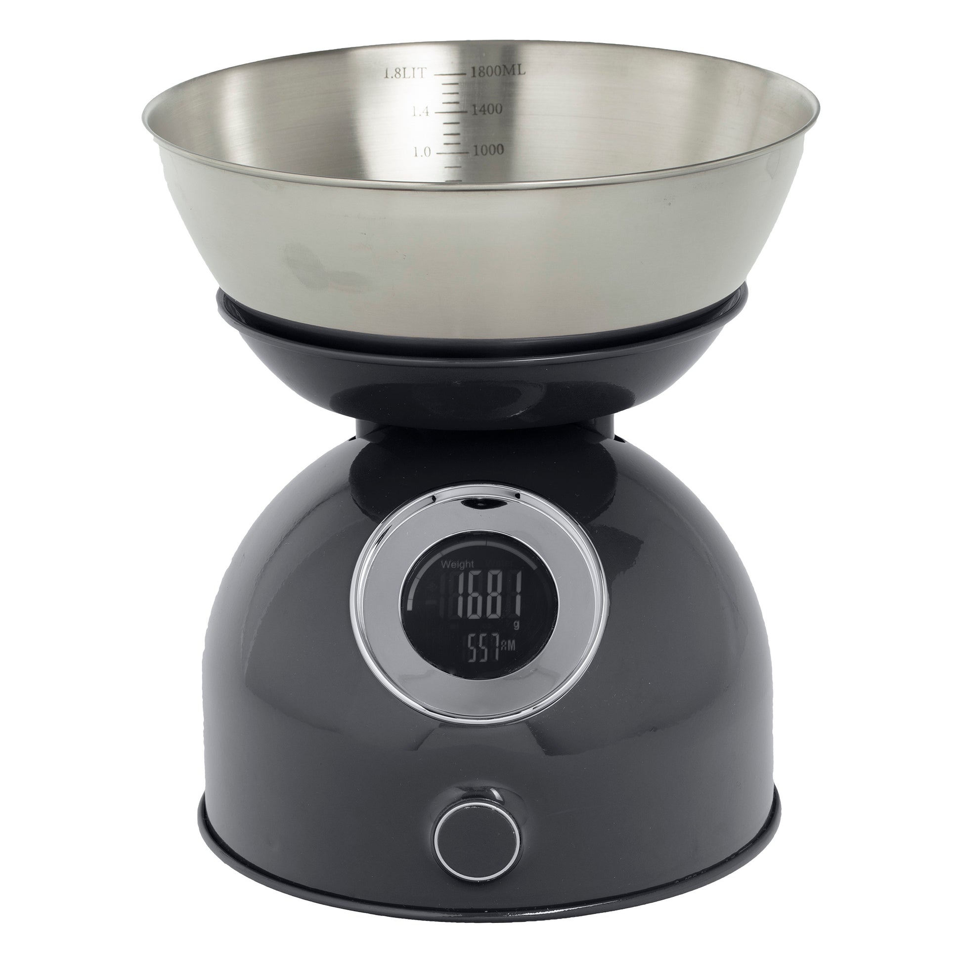Sili Top Grey Metal Digital Scales - 5kg Capacity, Stainless Steel Bowl