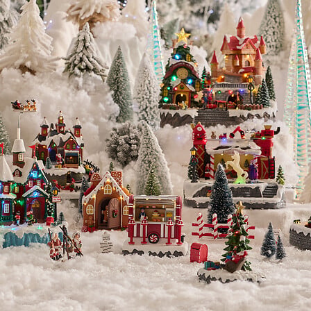 Cake Stand with 8 LED, Musical with Movement - Polyresin Christmas Village