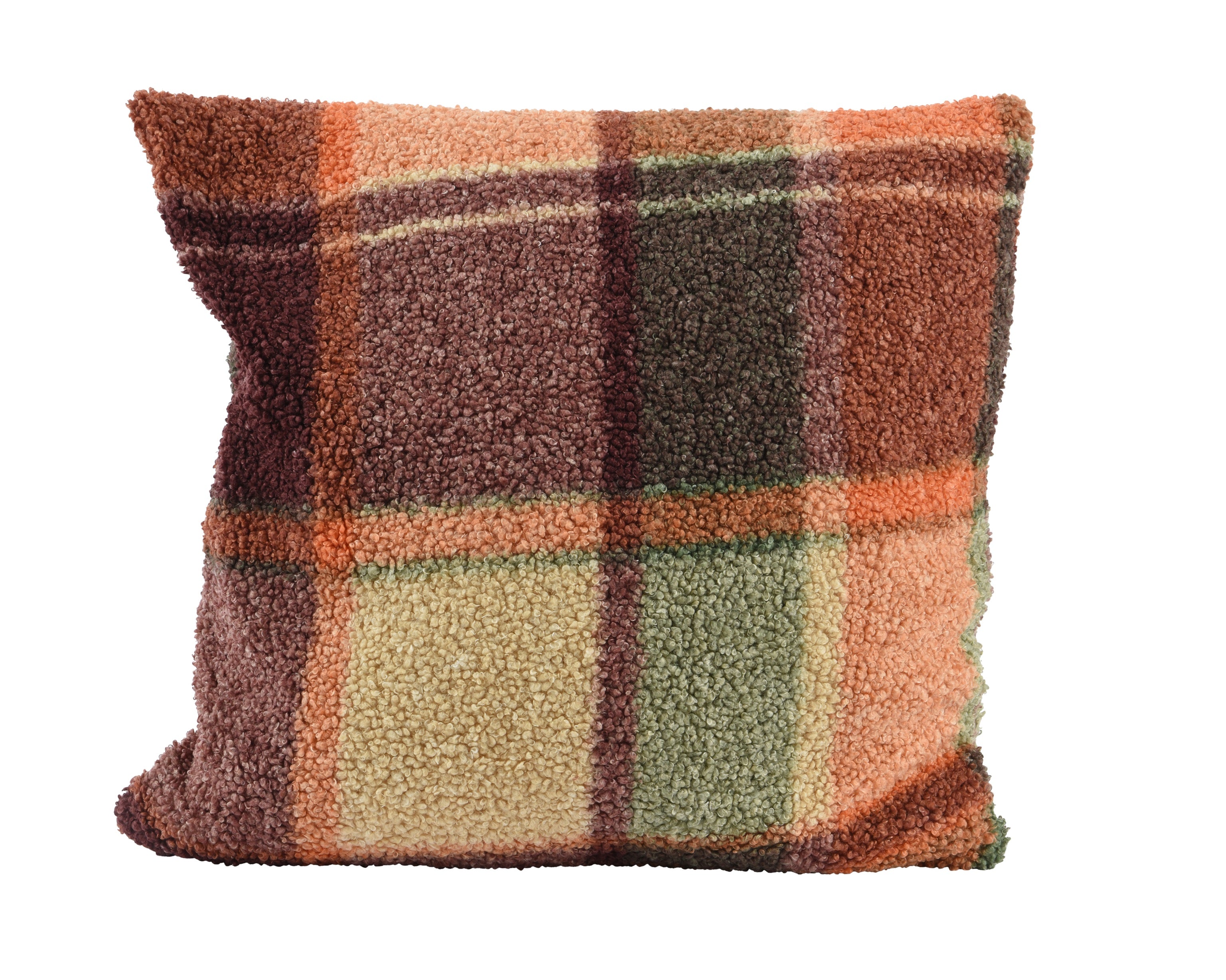 Cushion polyester square print check pattern 45x45cm boucle texture