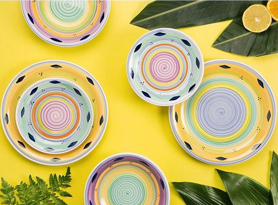 "ESPRIT" 18 PCS Dinner Set - Hand-decorated Ceramic Plates