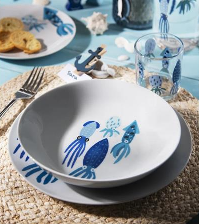 SQUID 12 PCS Dinner Set - Decorated Porcelain