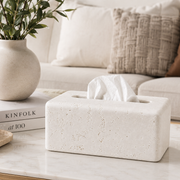 Stone Tissue Box – White (21×11×9 cm)