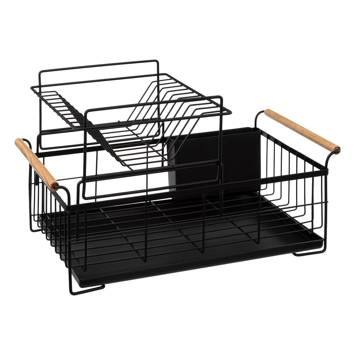 2-Tier Black Dish Drain Rack