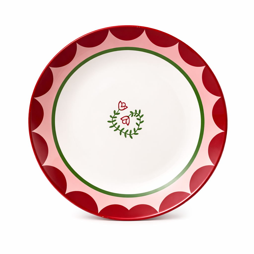 Handmade 26 cm Porcelain Dinner Plate with Sun Design