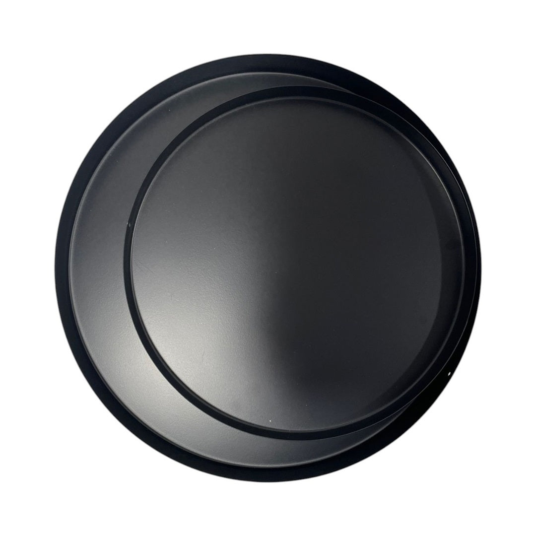 Set of 2 Black Round Metal Tray