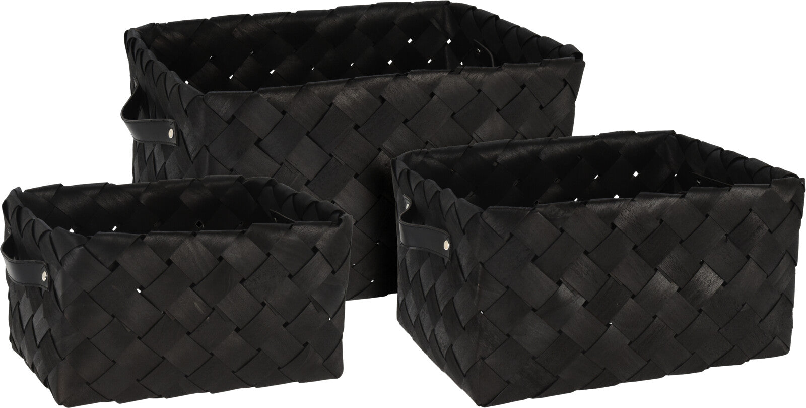 Basket Set of 3 Pcs, Rectangular, Black Handles