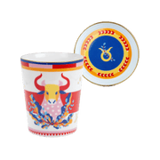 CUP WITH LID & SAUCER TAURUS - Porcelain Zodiac Vibe Ø9×H12cm