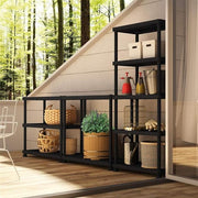 5 Plastic Shelving System - Black, 80x40x175 cm Storage Solution