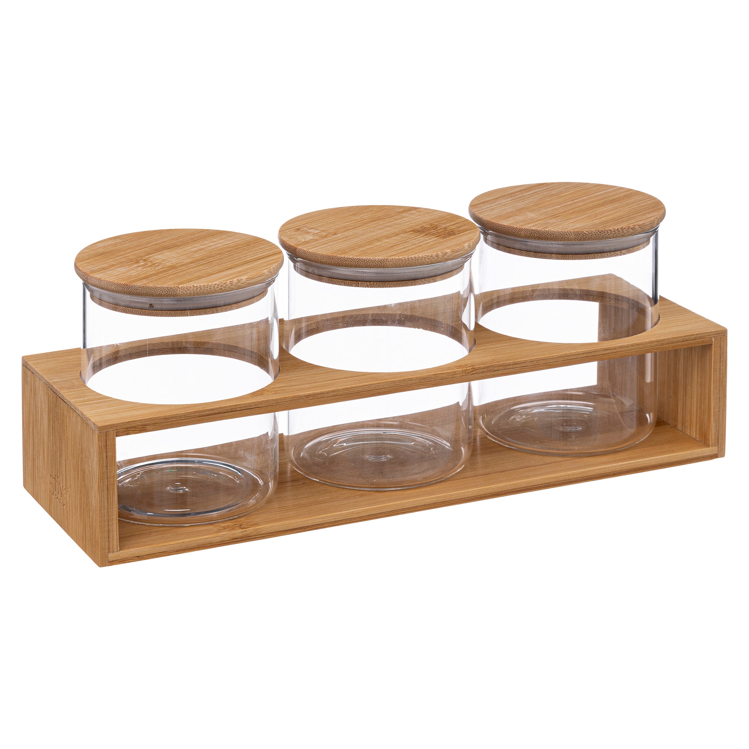 Set of 3 Glass Jars with Bamboo Lids