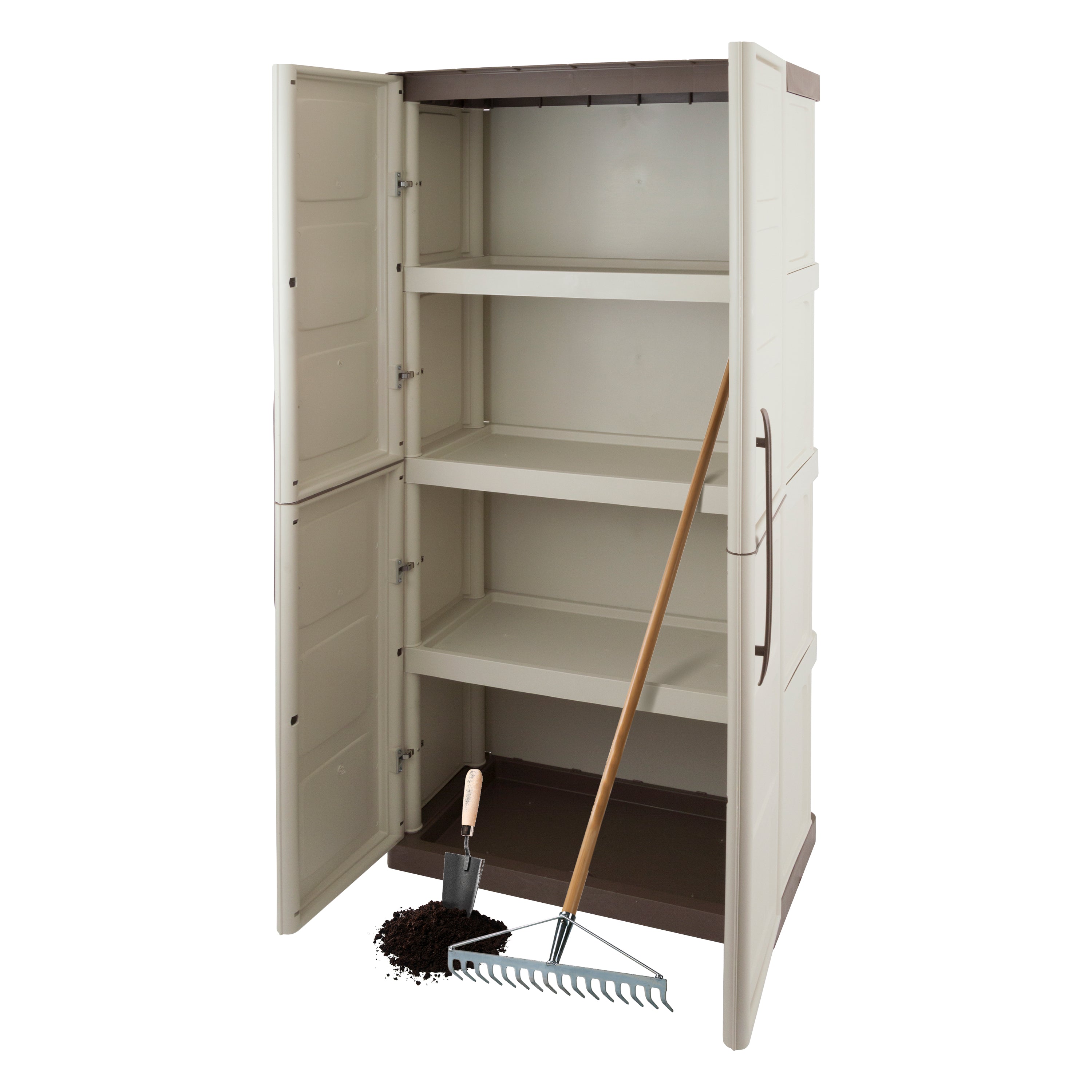 FULL HEIGHT PLASTIC CABINET with Integrated Shelves, 70x39x165 cm