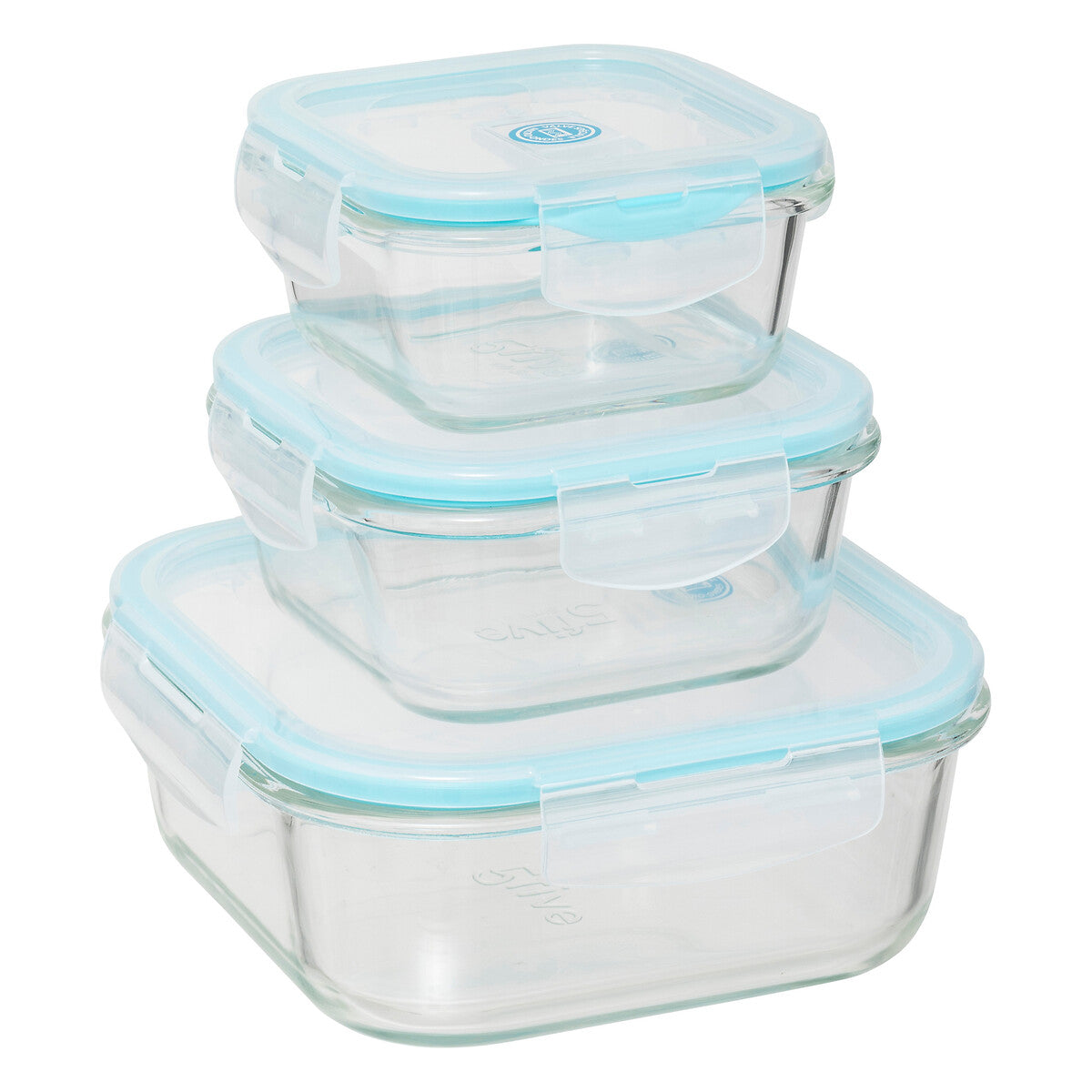 Small Square Glass Storage Box Set with Clip Closure