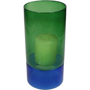 Glass Cylinder Candle Holder 25 cm Green Blue 12 cm Diameter