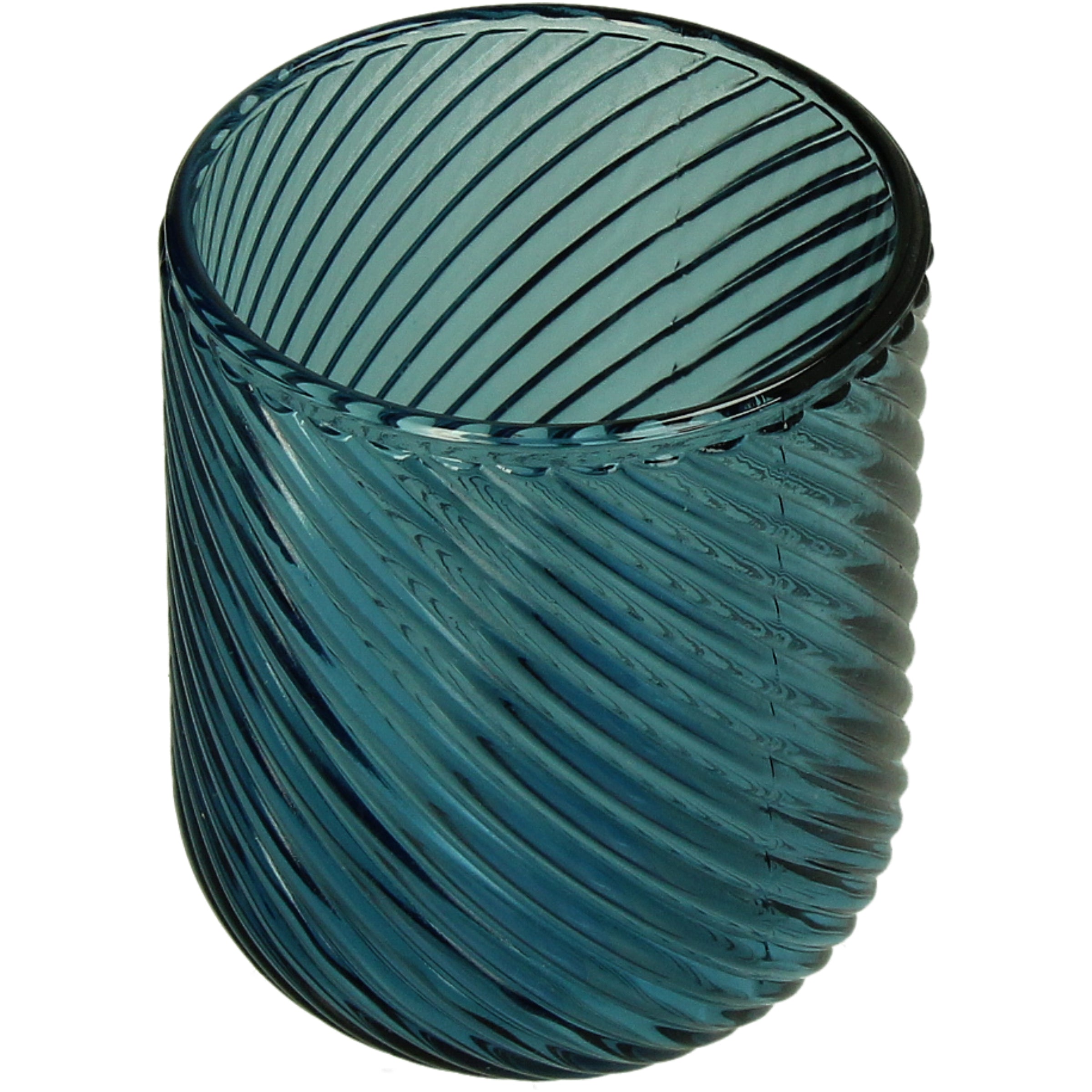 Tumbler Glass Fluted Ripple Blue Ribbed 7.4x7.4x9.4cm / 7.8x7.8x12.8cm