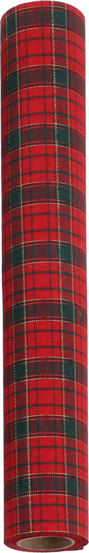 DECO ROLL CHECKS WITH LUREX - Polyester Christmas Roll 270 x 28 cm