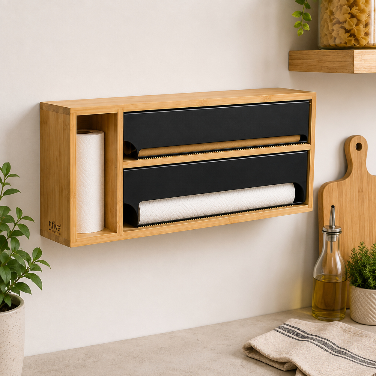 Black Bamboo 2-Compartment Dispenser