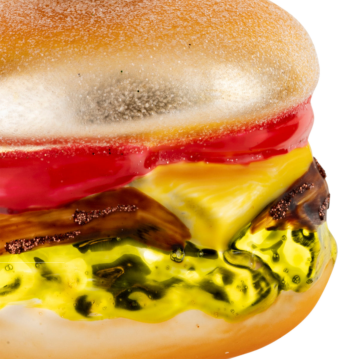 Glass Hamburger, 8 cm Diameter, Gold - Christmas Ornament