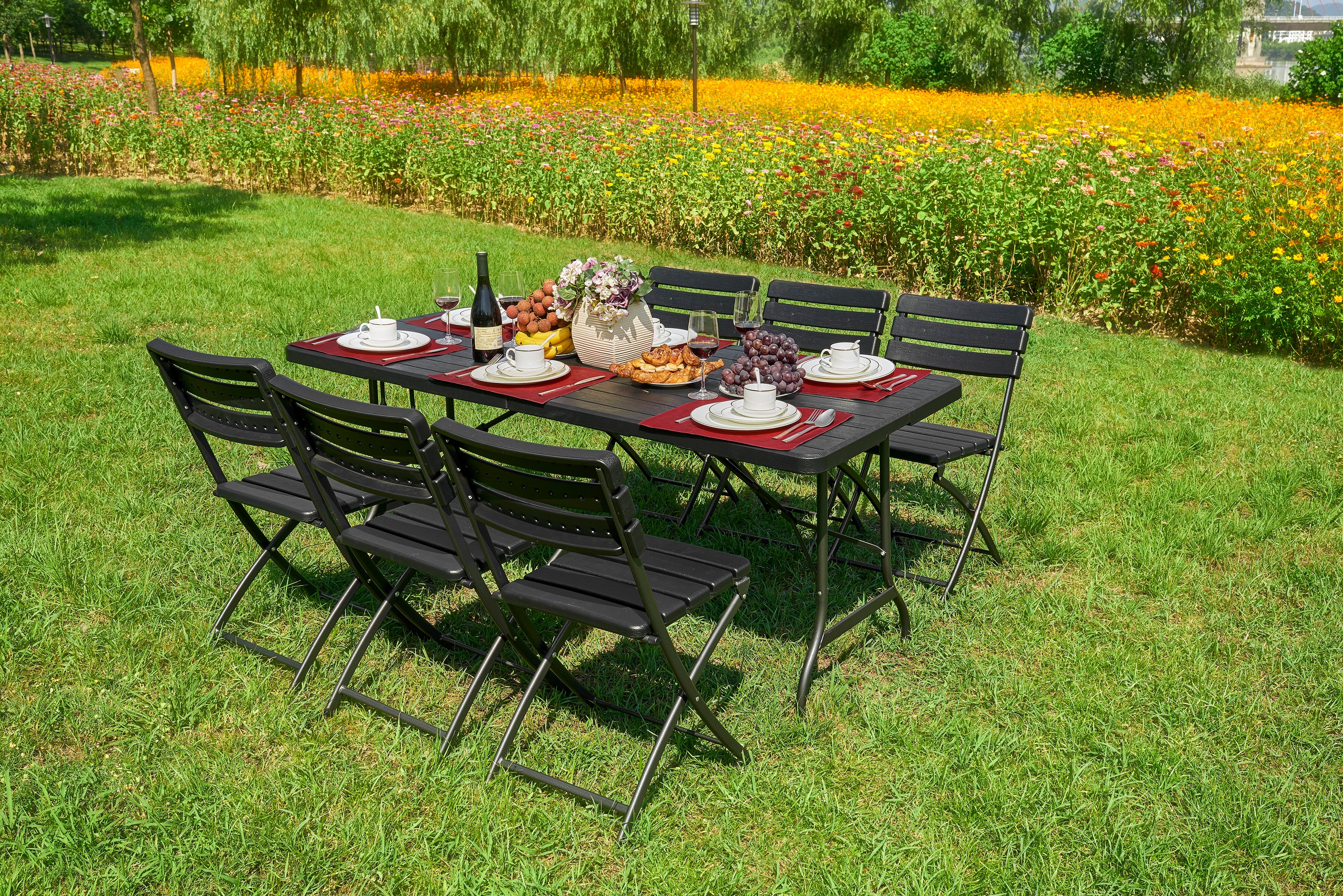 Rectangular Folding Table Wood Design Heavy Duty Outdoor Table