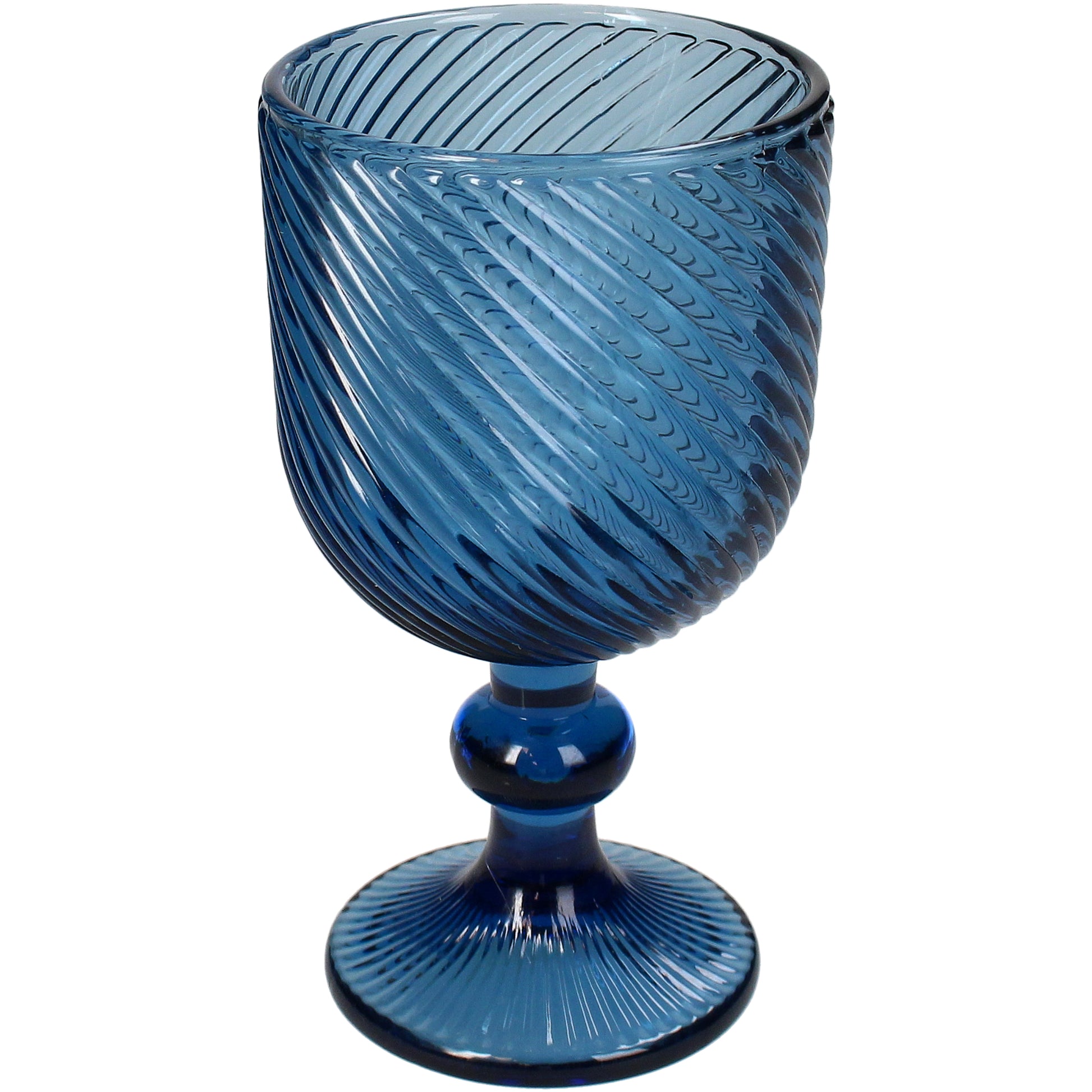 Blue Embossed Swirl Stemmed Wine Goblet - Available in 2 Sizes