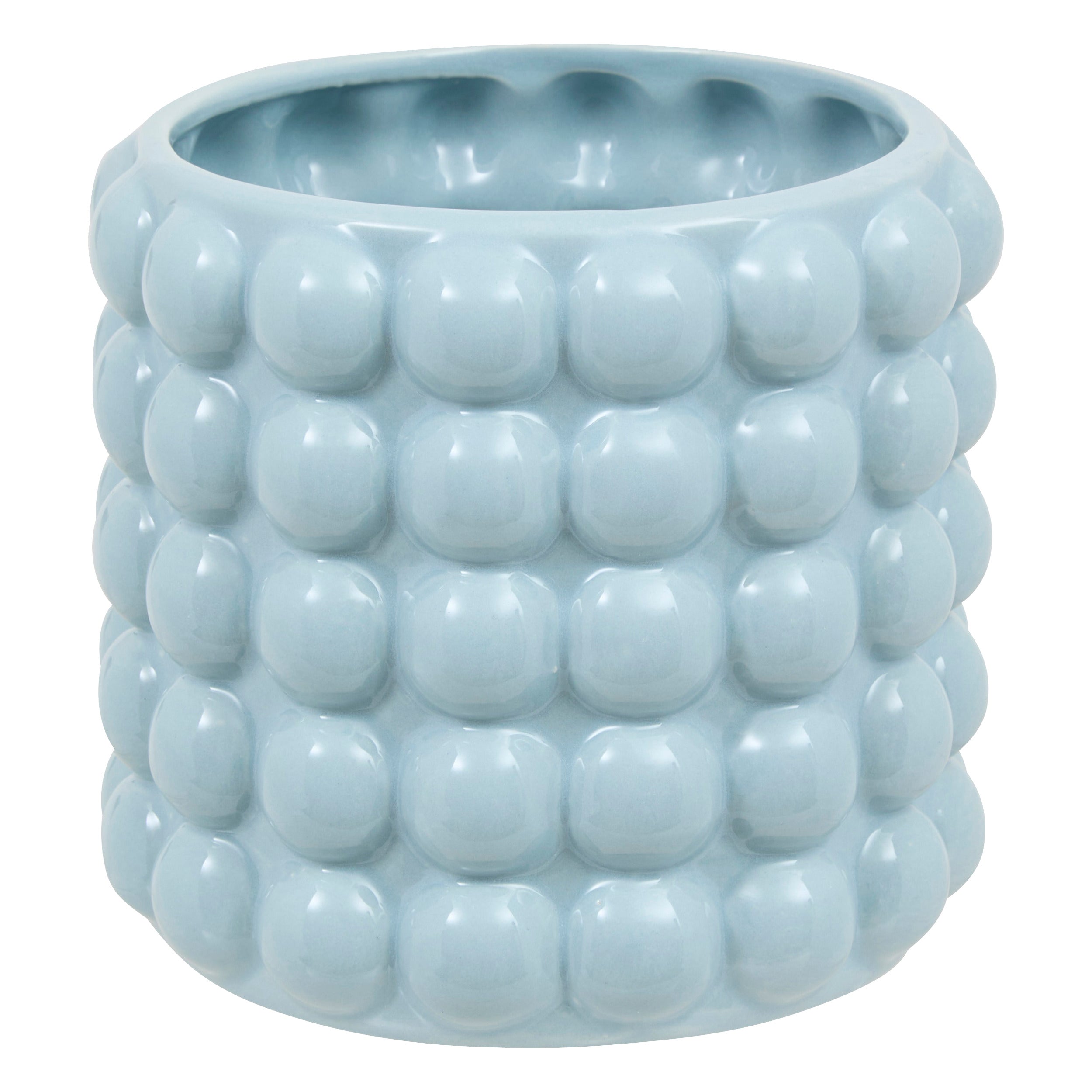 Plant Pot "Sky" — Small Glazed Dolomite Planter with Textured Dots D.16 x H.14 cm