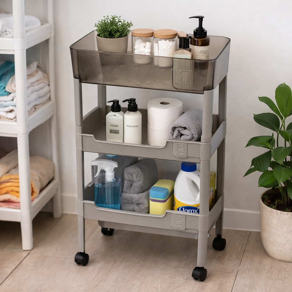 3-Tier Multipurpose Storage Cart with Wheels 39x28x75 cm