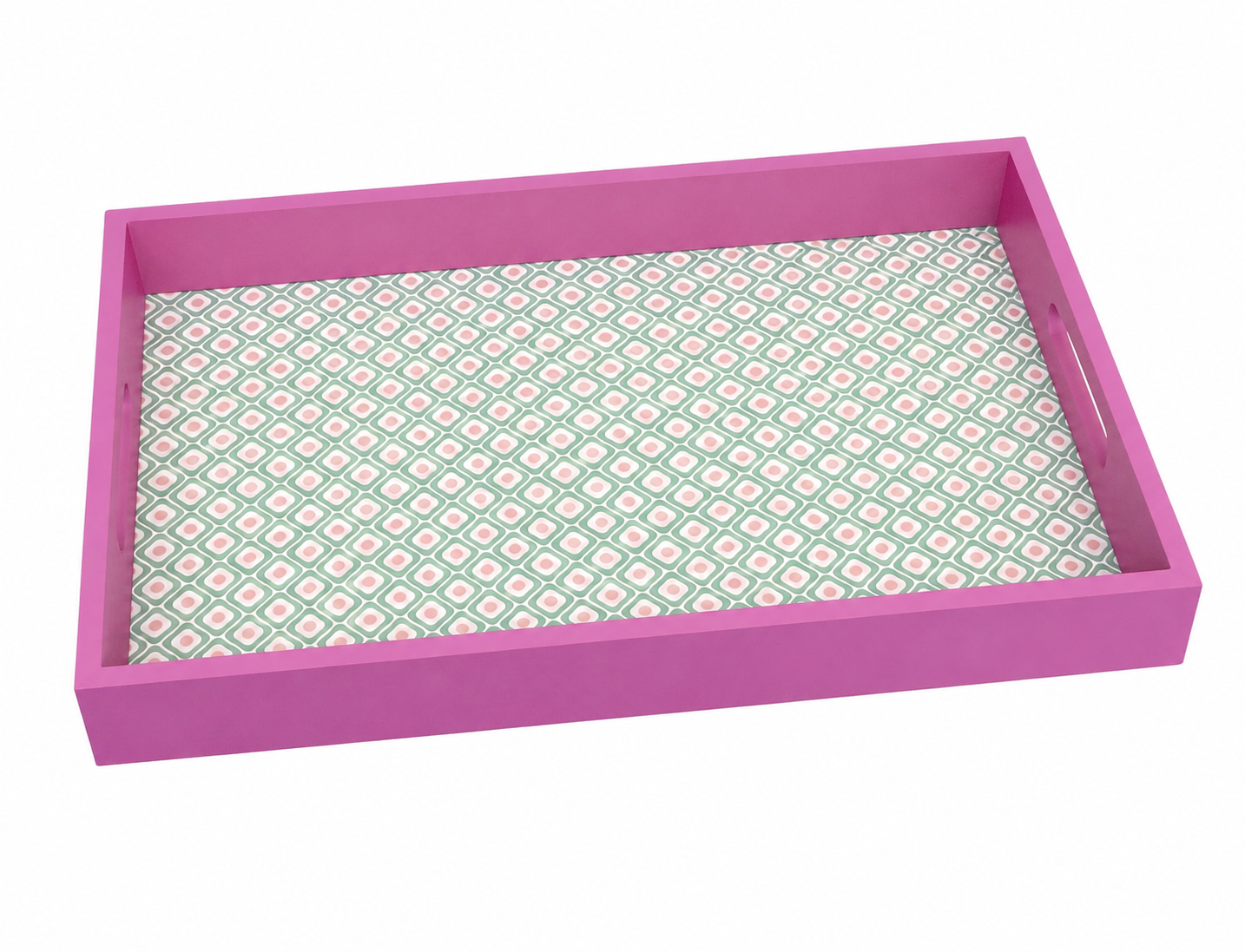 Rectangular Tray 38 × 25 cm with Pink Border – Plexi Inner Top
