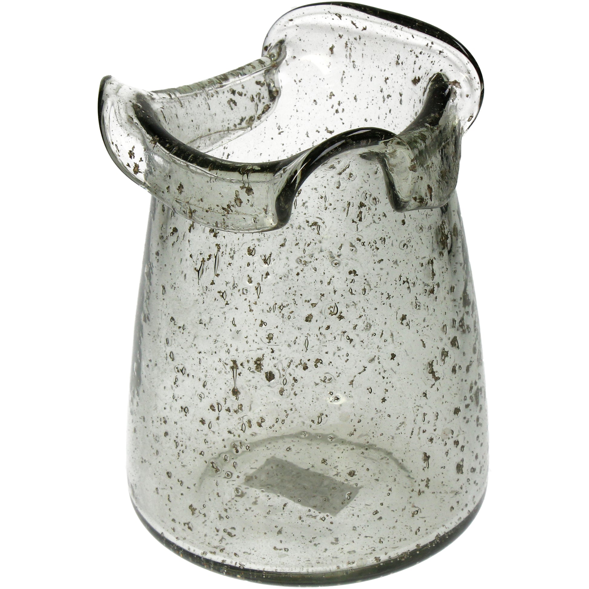 Recycled Clear Glass Vase with Ruffled Edge