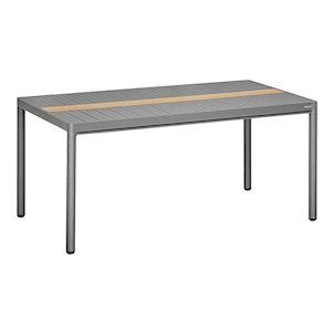 Aluminum Dining Set with Wood Accents, Rectangular Table and 6 Chairs