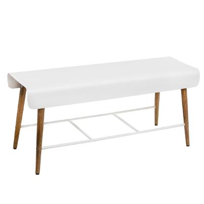 White FUN Bench Steel Mango Wood Minimalist Seating for Home