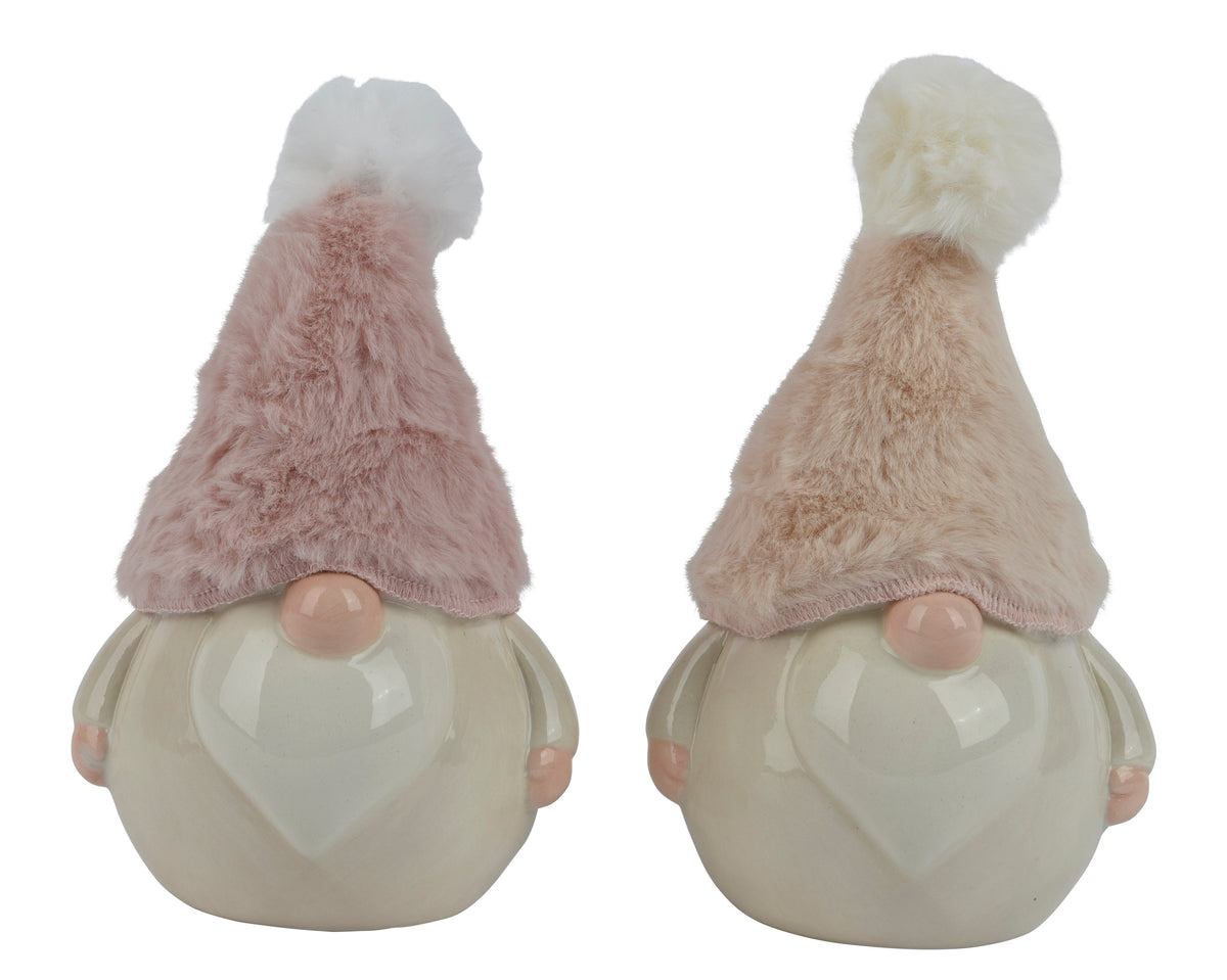 Gnome Porcelain Pink & Beige - Handmade Christmas Decoration