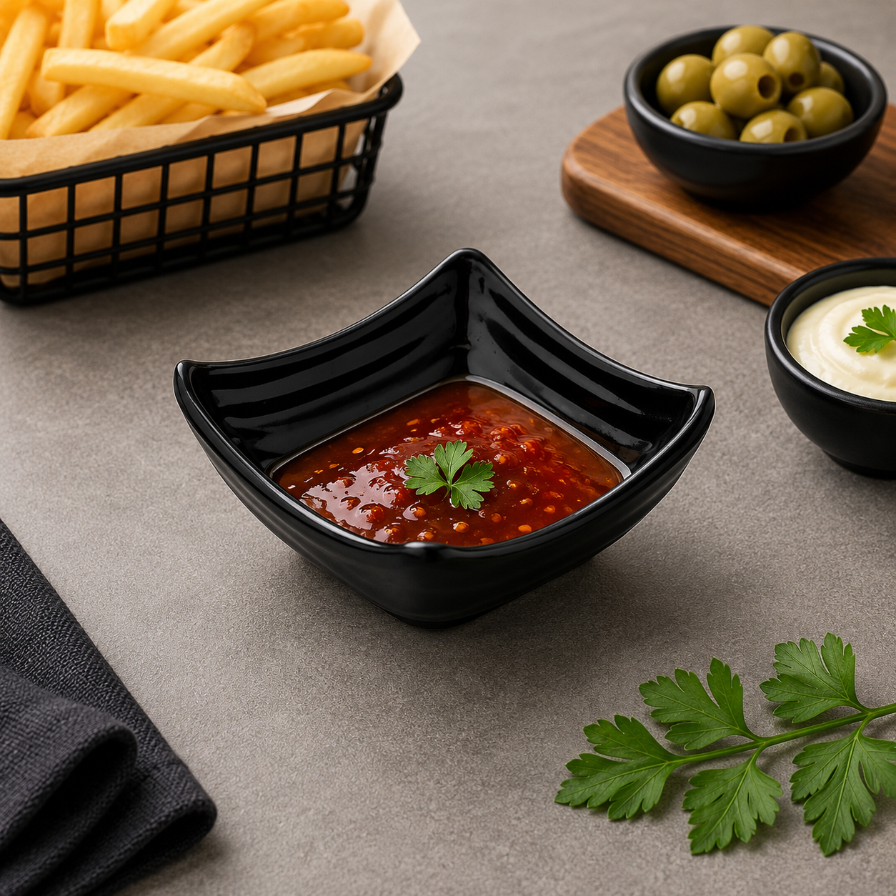 Squared Melamine Sauce Bowl – 8 cm
