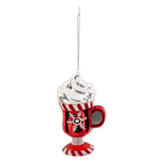 Glass iced chocolate, 12 cm tall, red - Glass Christmas Ornament