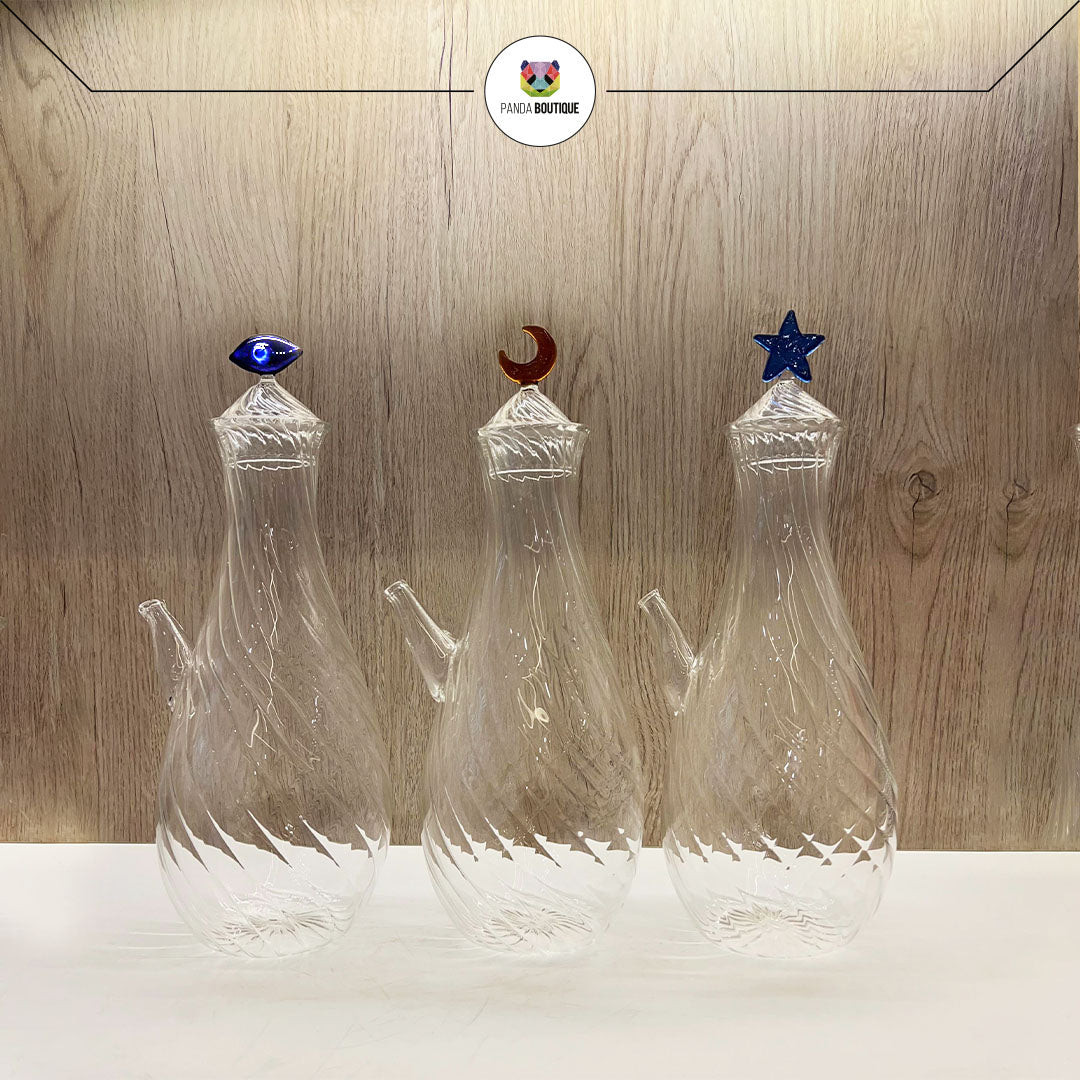 Handmade Glass Pitcher with Unique Stoppers